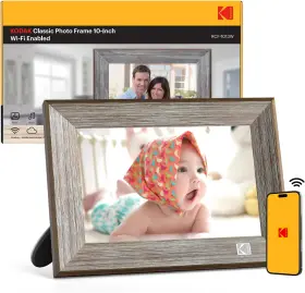 Licensed Maxtalent Production 711181337921 Wooden Digital Photo Frame 10 Inch Hd Touchscreen Wifi Smart Display 32gb Memory