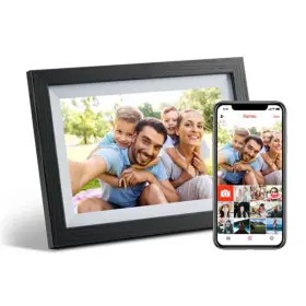 B0d8jdpkks Luvlink Frameo Digital Connected Photo Frame 10.1 Inch Brown Wooden