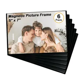 Mingting 770807067901 Magnetic Picture Frame Holds 5x7 Inches Pictures Reusable Black Ma