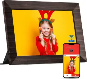Moolink 810089903143 Digital Picture Frame 10.1 Inch Wifi Photo With Touch Screen Brown