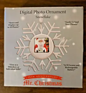 Mr. Christmas 051053479664 Snowflake Digital Photo Display Ornament Lcd Rechargeable