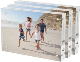 Nobrand 749557931244 4x6 Acrylic Frames 3pk 20% Thicker Magnetic Desktop