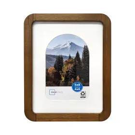 Awm35006-0608m Nobrand 6x8 Inch Matted To 4x6 Wood Picture Frame Rounded Corners Walnut