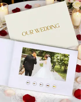 Olk-mmb-1-wht-7-16gb Oleek Digital Memory Book 16gb - Wedding 7 Display Linen Gold