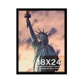 Wall-ka266a One Wall Tempered Glass 18x24 Poster Frame Black Wood Photo Picture Fo