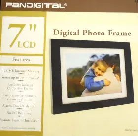 Pandigital 843967053029 7 Inch Digital Photo Frame Exclusive Jackson Clock And Calendar