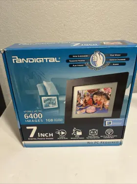 Pandigital 843967071030 Panimage 7 Inch Digital Photo Frame Remote 4000 Images Black Gold
