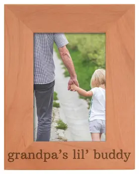 A-p-l-awf46-0168-v Personalized Gifts Grandpa Grandson Frame Grandpas Lilft Buddy Natural Wood Engraved 4x6 Portrai