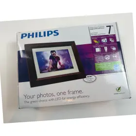 D.10.01.12 Philips 7 Inch Lcd Digital Photo Frame Mahogany Wood Finish Energy Efficient Led