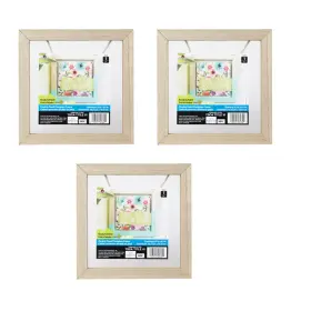 56982 Plaid 3 Pack Unpainted Wood Surface Square Double Pane Plexiglass Frame