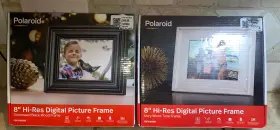 Polaroid 850007977108 2- 8 Inch Digital Photo Frame Distressed Black And Ivory Wood Tone Frames -