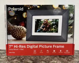 88516019 Polaroid 7 Inch Digital Picture Frame With Mat Gray Wood -