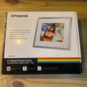 Pdf-800s Polaroid 8 Inch Digital Photo Frame Brushed Silver Metal - New