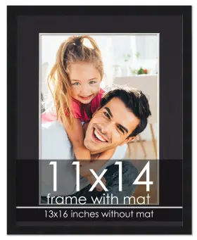 F9450 Poster Palooza B221 13x16 11x14 Pp Frame With Mat - Black Wood Made To Display Print Or