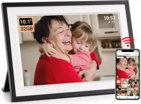 Ep1001 Roxicosly 10.1 Inch Wifi Digital Picture Frame 1280x800 Hd Touchscreen 32gb White And Black
