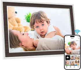 Pf103-wood Saiwan Digital Picture Frame 10.1 Inch Wifi Photo Ips Touch Screen 1