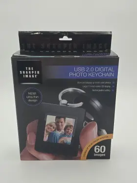 1631044 Sharper Image Usb 2.0 Digital Photo Keychain 60 Images Rechargeable New Lotp