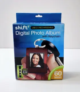 Shift 3 694202105160 Digital Photo Frame Album With Keychain Usb 2.0 Rechargeable 60 Images Nos
