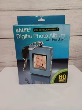 Shift3 Shift 694202103814 Digital Photo Album With Keychain Usb 2.0 Rechargable 8mb 60 Images Blue