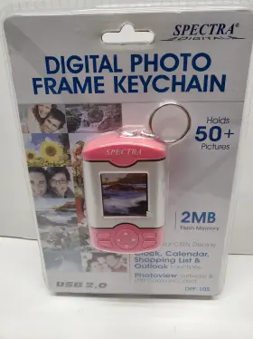 Spectra 077283230509 Digital Photo Frame Key Chain - Holds 50 Photos 1.5 Inch Display Usb 2.0