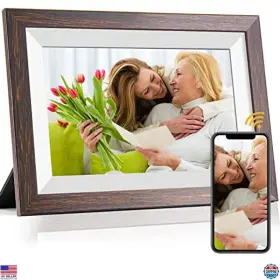 B091gpjfkl Stanley 10.1 Inch Digital Photo Frame Wifi Touch Screen Hd Display Brown Wood