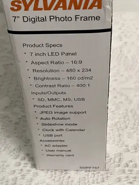 Sdpf757 Sylvania 058465777715 7 Inch Digital Photo Frame Led Panel Model No. Clock Calendar Nib #3