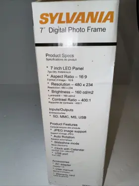 Sdpf785 Sylvania 058465780456 7 Inch Digital Photo Frame Led Panel New In Box #3