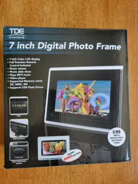 434757 Tde Systems 7 Inch Digital Photo Frame Plays Photos Video And Mp3s With Remote - Used #2