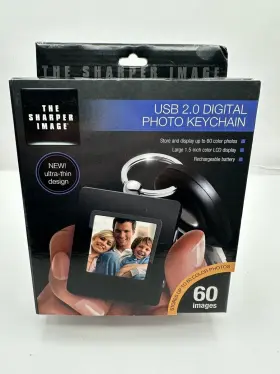 The Sharper Image 146237836376 Usb 2.0 Digital Black Photo Keychain Open Box