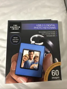 1637730 The Sharper Image Usb 2.0 Photo Keychain Blue