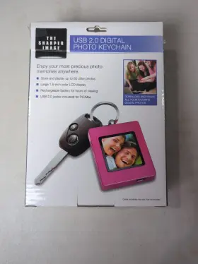 23420 The Sharper Image Pink Usb 2.0 Digital Photo Keychain 60 Images Charging With Cable #2