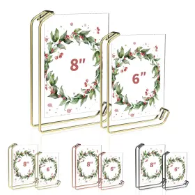 Fc-xkbj-1206637 Unionstop 4/2pcs Metal Photo Stand For 6 Inch &8 Frames - Double-sided Rose Gold/black/gold