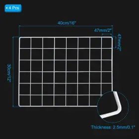 Uxcell 634149624959 4 Pcs 16x12 Inch Wire Grid Panel Iron Decorative Wall White #2