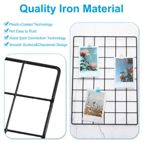 Uxcell 634149624959 4 Pcs 16x12 Inch Wire Grid Panel Iron Decorative Wall White #3