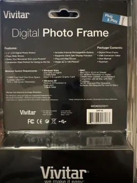 Dpf15 Vivitar 681066417133 Digital Photo Frame 1.5 Preview Screen 2011 100 Storage Key Chain #2