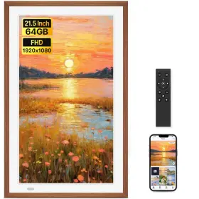 215kz-wood Wonnie Uhale 21.5 Inch Large Digital Picture Frame Wifi Wood With Remote Control 1920 X