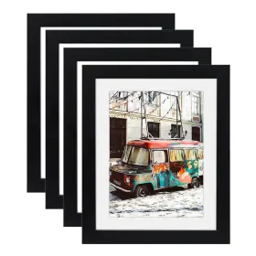 Wutl 902155430906 8x10 Black Picture Frames Nature Solid Wood 4 Pack For Wall Mounting And Tabl
