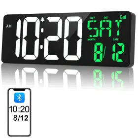 0800 Xflyee 17 Inch Digital Wall Clock Large Display Bluetooth Sync Time Auto-dimming La