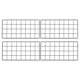 Zaplyte 634149624935 16x8 Inch Wire Grid Panel 4 Pcs Iron Decorative Wall Black