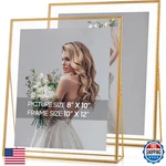 Jajamy Gold Floating Picture Frame Set Of 2, Glass Pressed Flower 8X10. Fixed Price $54.26.