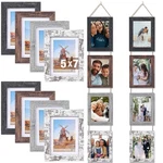 2 Set 5 X 7 Wall Hanging Picture Frames Collage With 8 Openings, Rustic Pictu.... Fixed Price $55.99.