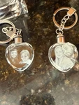 Custom 3D/2D Laser Engraved Crystal Keychain Heart Or Square Personalized Gifts. Fixed Price $25.00.