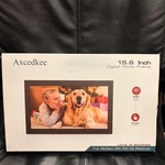 Axcedkee 15.6IN Smart Wi-fi Digital Photo Frame Touchscreen Auto-rotate. Fixed Price $80.00.