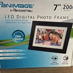 Pandigital Panimage 7" Led Photo Frame Black Clock Calendar. Fixed Price $7.00.