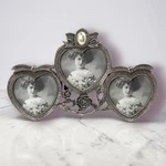 Vintage Pewter Triple Heart Picture Frame Rose Pearl Accent Victorian Romantic. Fixed Price $24.95.