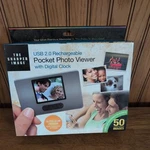 New Sharper Image Pocket Photo Viewer Usb 2.0 Rechargeable With Digital Clock. Fixed Price $14.95.