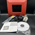 Brookstone 6 Inch Digital Photo Frame Lcd Usb Memory Card Red Wood Style. Fixed Price $19.99.