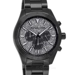 Michael Kors Layton Mens Watch, Pave Crystals Dial, Black Stainless Steel Band. Fixed Price $115.80.