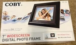 Coby 7" Widescreen Digital Photo Frame Black DP-758. Fixed Price $17.99.