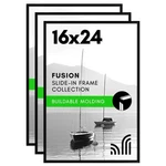Poster Frame 16X24 Slide In Black Polished Glass Set Of 3 Americanflat Front. Fixed Price $59.99.